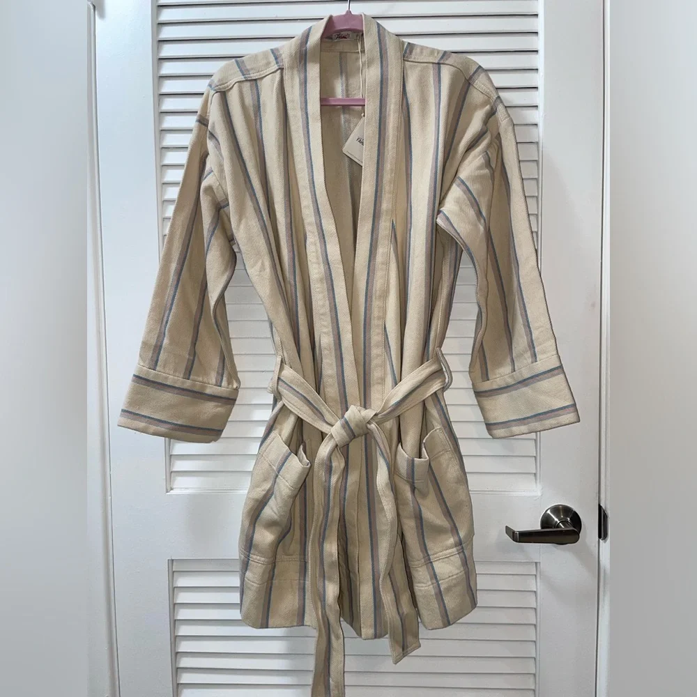 Faherty • Palm Springs Robe in Cayucos Stripe Linen Blend Size L • NWT - Picture 2 of 5